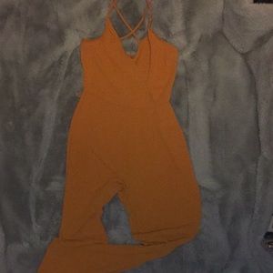 Orange cross back jumpsuit